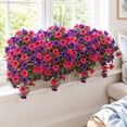 thumbnail image 3 of UV Resistant Artificial Petunia Bush Flower, Realistic Faux Petunia Floral Shrub, Outdoor Indoor Decor for Garden Patio Window Box Bonsaier Landscaping Home Decoration (Purple Blue Pink), Purple, 3 of 5