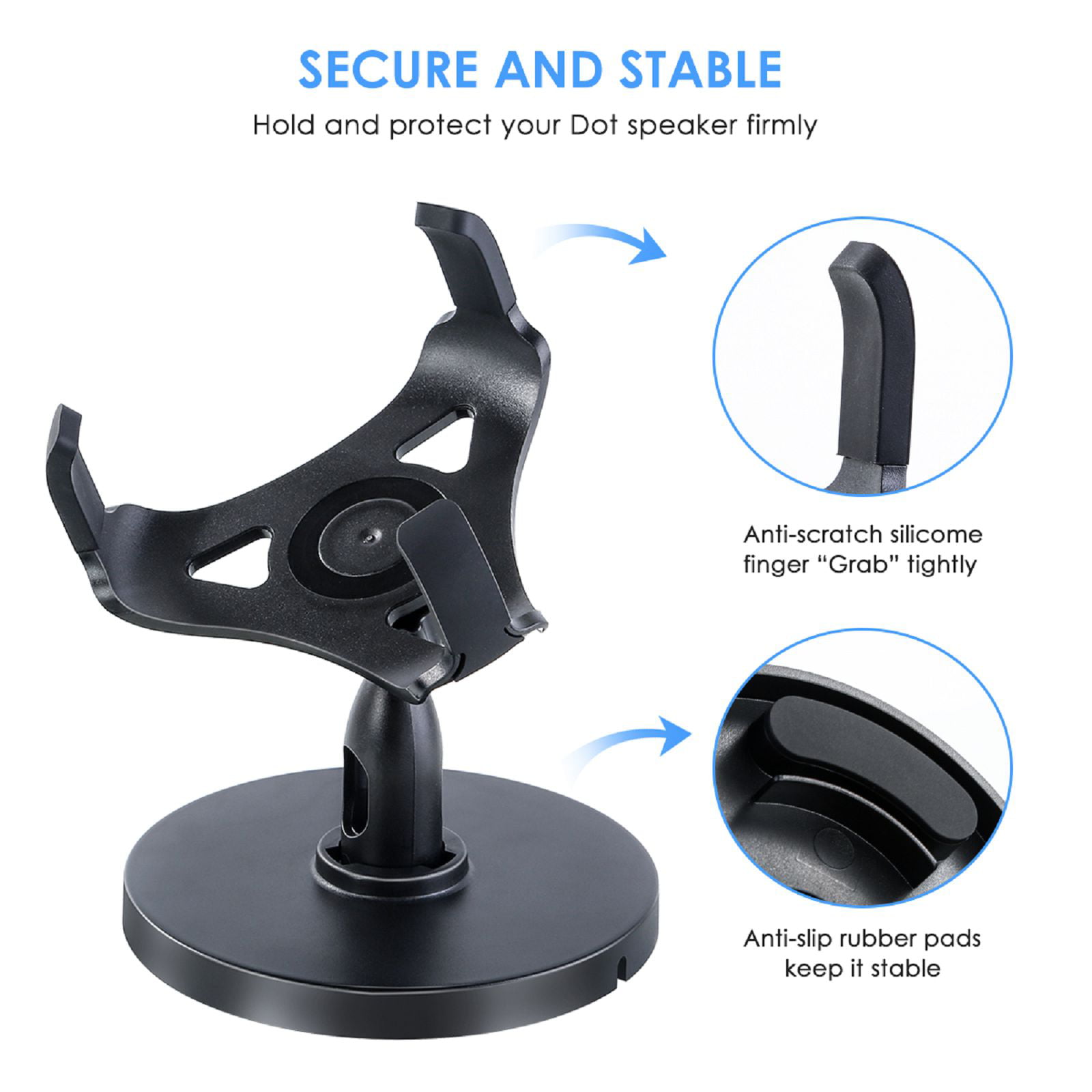 Improve Sound Visibility and Appearance Dot Accessories 360° Adjustable Stand Bracket Mount for Smart Home Speaker ECOEMO Table Holder for Dot 3rd Generation Black