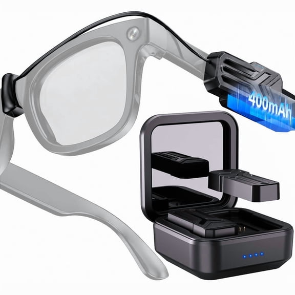 Battery Pack with Charging Case for Meta Gen 2, Portable Smart Glasses Charger for Meta Glasses Accessories, Include 2 *400mAh Battery Pack and 2000mAh Charging Case