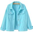 thumbnail image 1 of chamarra vaquera de color caramelo para mujer, ajuste relajado, casual, chamarra de camionero Azul-cielo G Azul-cielo G Xishao ropa, 1 of 2