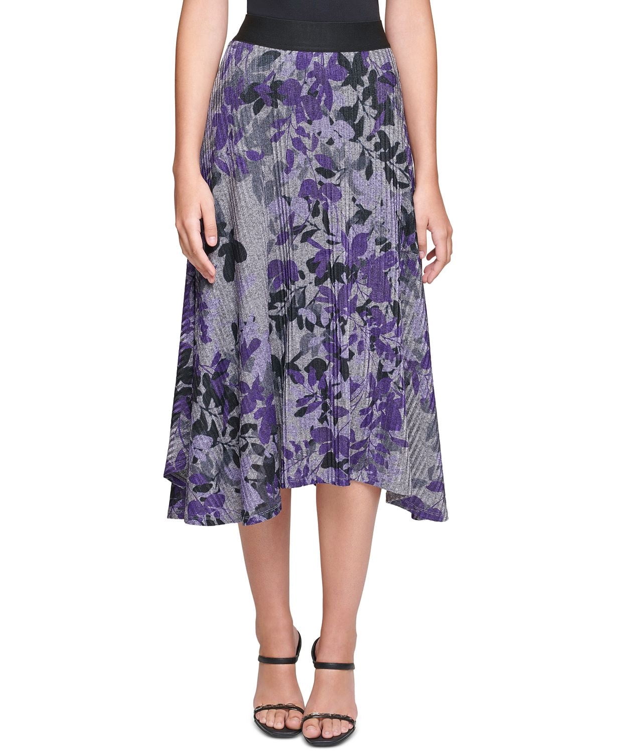 Calvin Klein Womens Floral-Print Asymmetrical Midi Skirt X-Large Night  Black - Walmart.com
