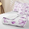 thumbnail image 4 of Erosebridal Purple Bow Flower Quilt King for Girls, Watercolor Groovy King Coverlet Set, 3pcs, 4 of 7