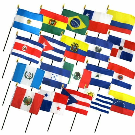 Set of 20 Latin America American Countries 4"x6" Desk Table Flag (No Bases)