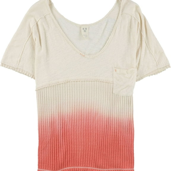 Free People Womens Short Sleeve V Neck Basic T-Shirt, Pink, X-Small