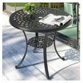 thumbnail image 2 of 31 Inch Patio Dining Table, Cast Aluminum Patio Table with Umbrella Hole, Round Outdoor Bistro Table for Backyard, Garden, Patio, Porch, Black with Antique Bronze Edging, 2 of 2