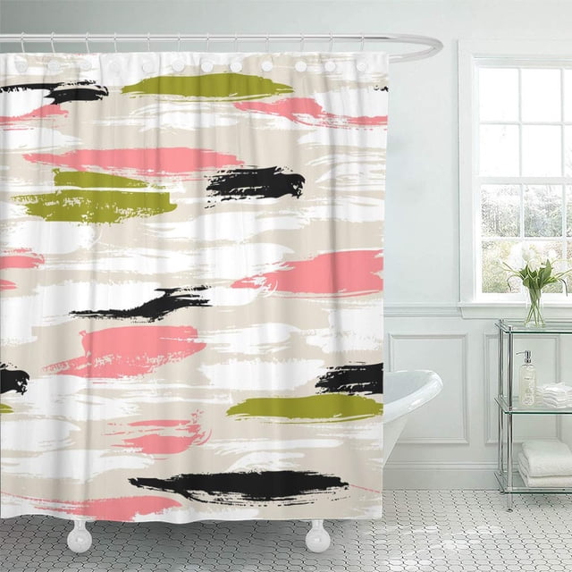 Cortina de ducha ABPHQTO 150x180 cm Patrón Atrevido sin costuras Pinceladas Gruesas y Rayas Finas