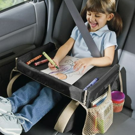 Black Foam Tray - Multifunctional Vintage Safe Design Waterproof Table Kids Snack Play Travel Tray for Car Backseat
