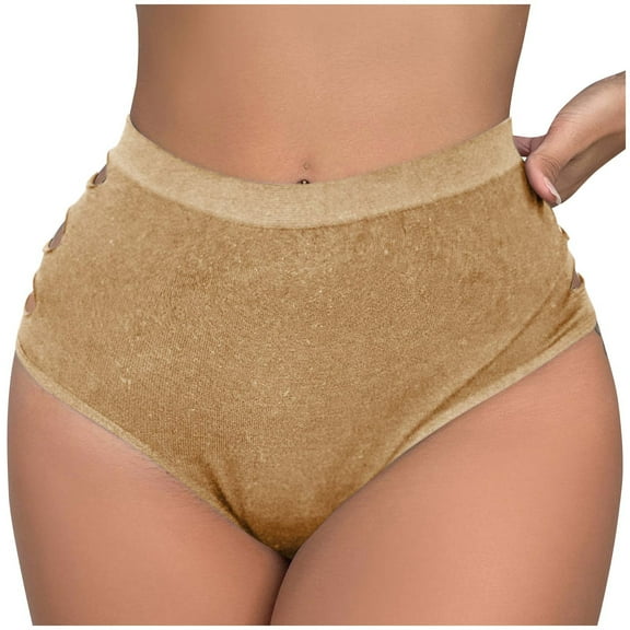 Bigersell Cotton Thong Underwear for Women Clearance Underwear Women Tangas Panty Style P-1428 Spandex Thong Panties Seamless Thongs Ladies Briefs High Waist Women's Panties Khaki S