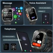 Blackview 2.01 Military Smart Watch for Men,Call Receive/Dial/100+ Sport Modes/Waterproof,Smartwatch compatible with iPhone/Android/Samsung,Black