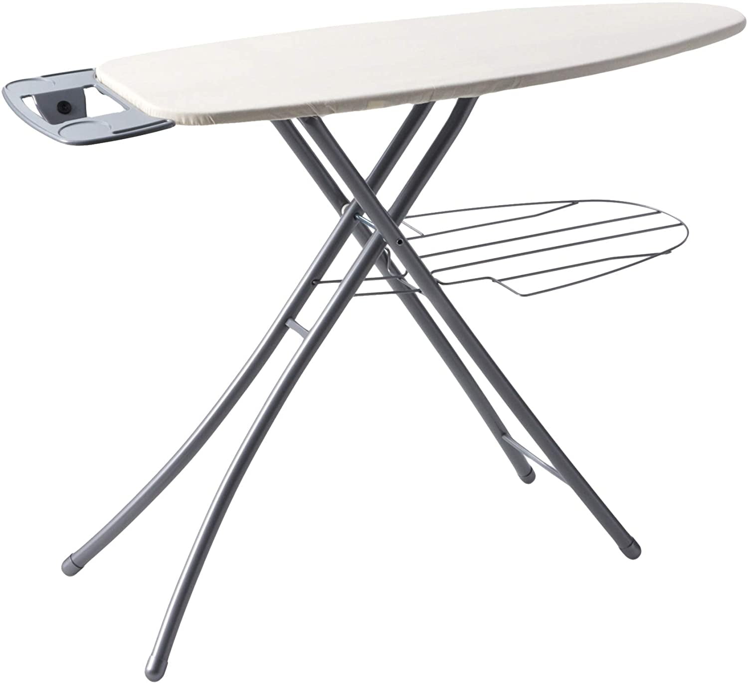 Freestanding Folding Ironing Board w/ Iron Rest & Storage Linen Racks