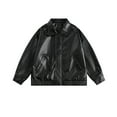 thumbnail image 1 of LOVZFMLL Jackets for Womens Solid Color Lapel Pocket Short Leather Jacket Long Sleeved Hooded Leather Jacket, 1 of 4