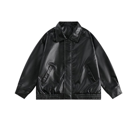 LOVZFMLL Jackets for Womens Solid Color Lapel Pocket Short Leather Jacket Long Sleeved Hooded Leather Jacket