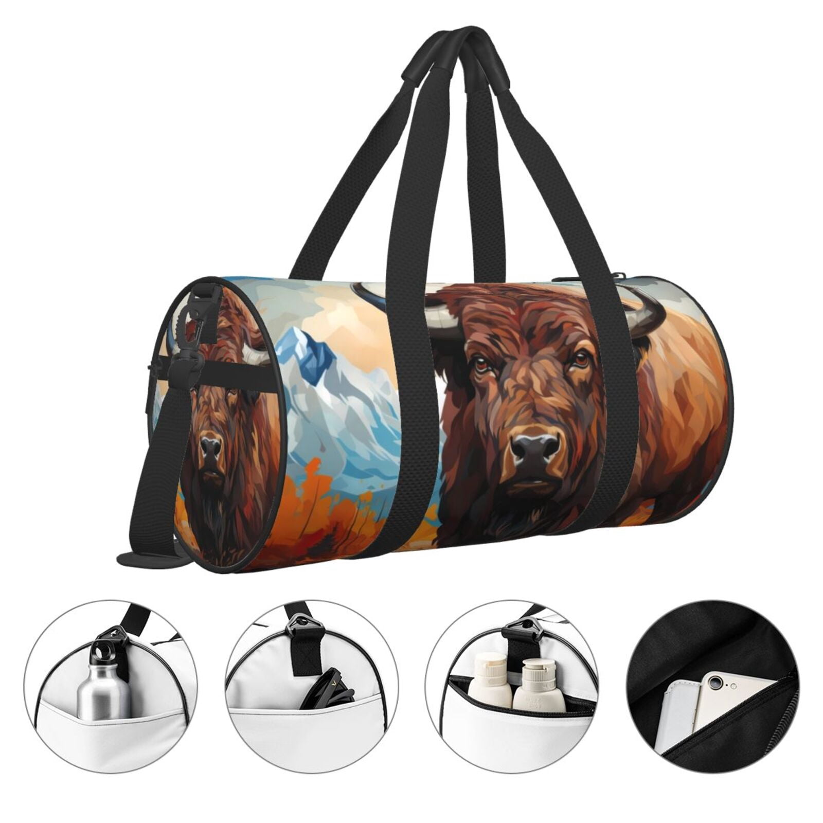 Vsdgher Oil Painting Style Iceberg Yak 45L Foldable Duffel Bag, Sports Gym Bag,Overnight Bag, Portable Weekender Bag for Airplanes