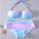 thumbnail image 5 of Bikini con conchas de perlas degradado para mujer, traje de baño Sexy con Push-Up, traje de baño cruzado con cuello Halter, ropa de playa de dos piezas, Bikini, 5 of 5
