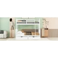thumbnail image 2 of Twin Over Full Bunk Bed with Two Storage Drawers, Wooden Low Bunk Bed Frame with Ladders & Safety Guardrails, Convertible into 2 Platform Beds, Indoor Mattress Foundation for Bedroom Dorm, White, 2 of 7