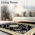 thumbnail image 2 of ODIKA 2'x3' Machine Washable Non-Slip Area Rug, Fleur Medallion Showcasing Rococo Flourishes and Floral High Traffic Rug, Black, 666301, 2 of 7