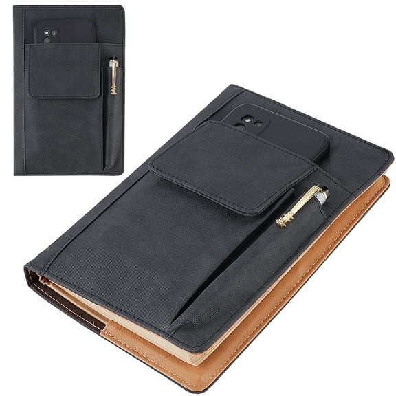 PU Leather Book Cover Notebook Wraps Rectangle Black 217x155x19mm