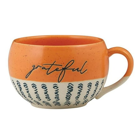 

Grateful Orange Chevron Jumbo 16 ounce Stoneware Decorative Novelty Coffee Mug Cup