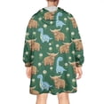thumbnail image 2 of Green Highland Cow Dinosaur Pattern Wearable Oversized Blanket,Wearable Blanket Hoodie for Adults,Cozy Hooded Blankets with Super Pockets,Super Warm Fuzzy Pullover for Women & Men, 2 of 6