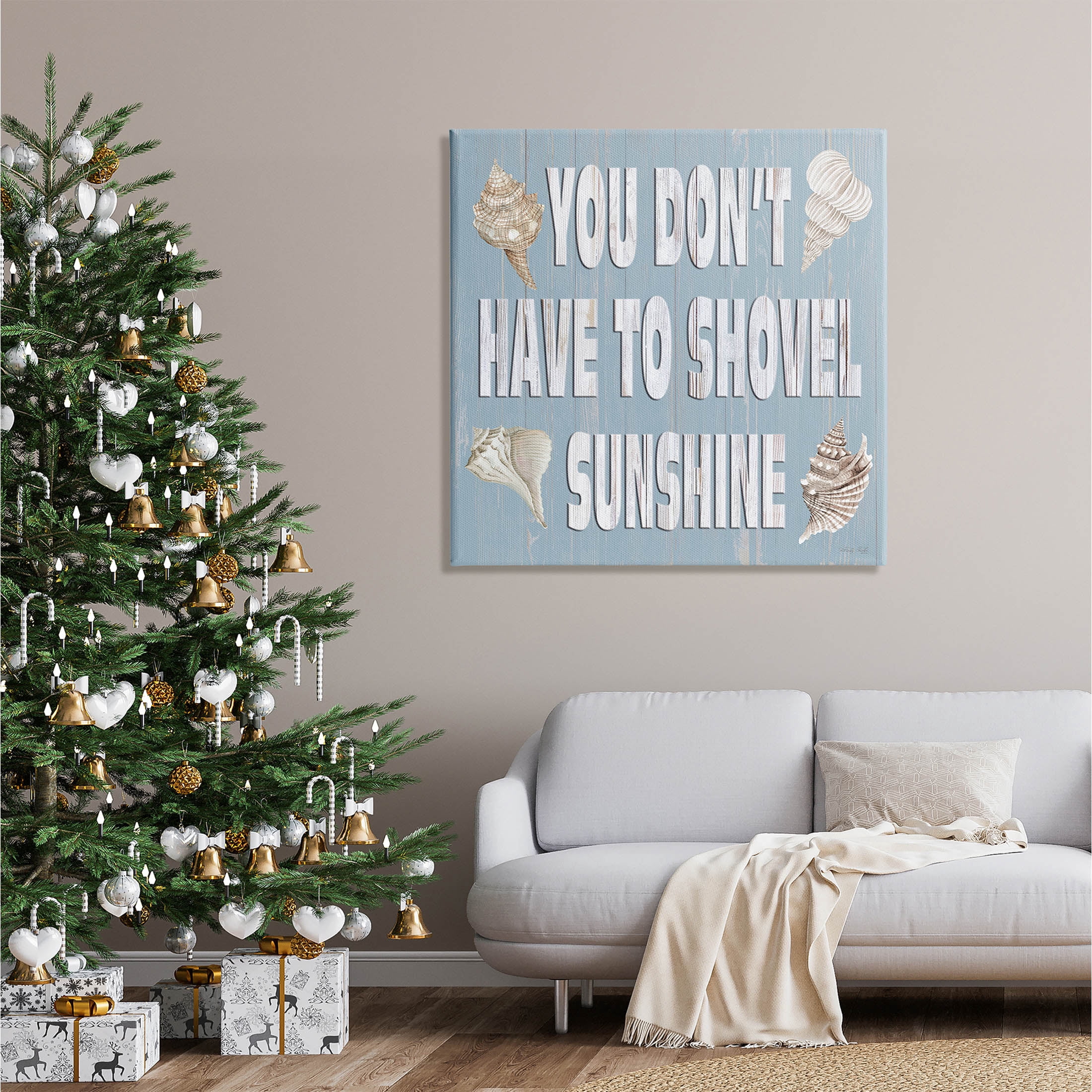 You Don't Have To Shovel Sunshine Phrase Holiday Graphic Art Gallery Wrapped Canvas Print Wall Art