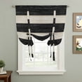 thumbnail image 2 of Black White Striped Tie Up Curtains 45 Inches Long, Kitchen Window Curtains Over Sink, Farmhouse Vintage Shabby Chic Wood Grain Small Window Curtains Balloon Curtains Valances for Bedroom 34"x45", 2 of 8