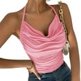 thumbnail image 3 of AOMPMSDX 2 Pack Womens Tank Tops Sexy Halter Neck Spaghetti Strap Shoulder Strap Slim Pink Elegant Summer Camisole Shirts XXL, 3 of 6