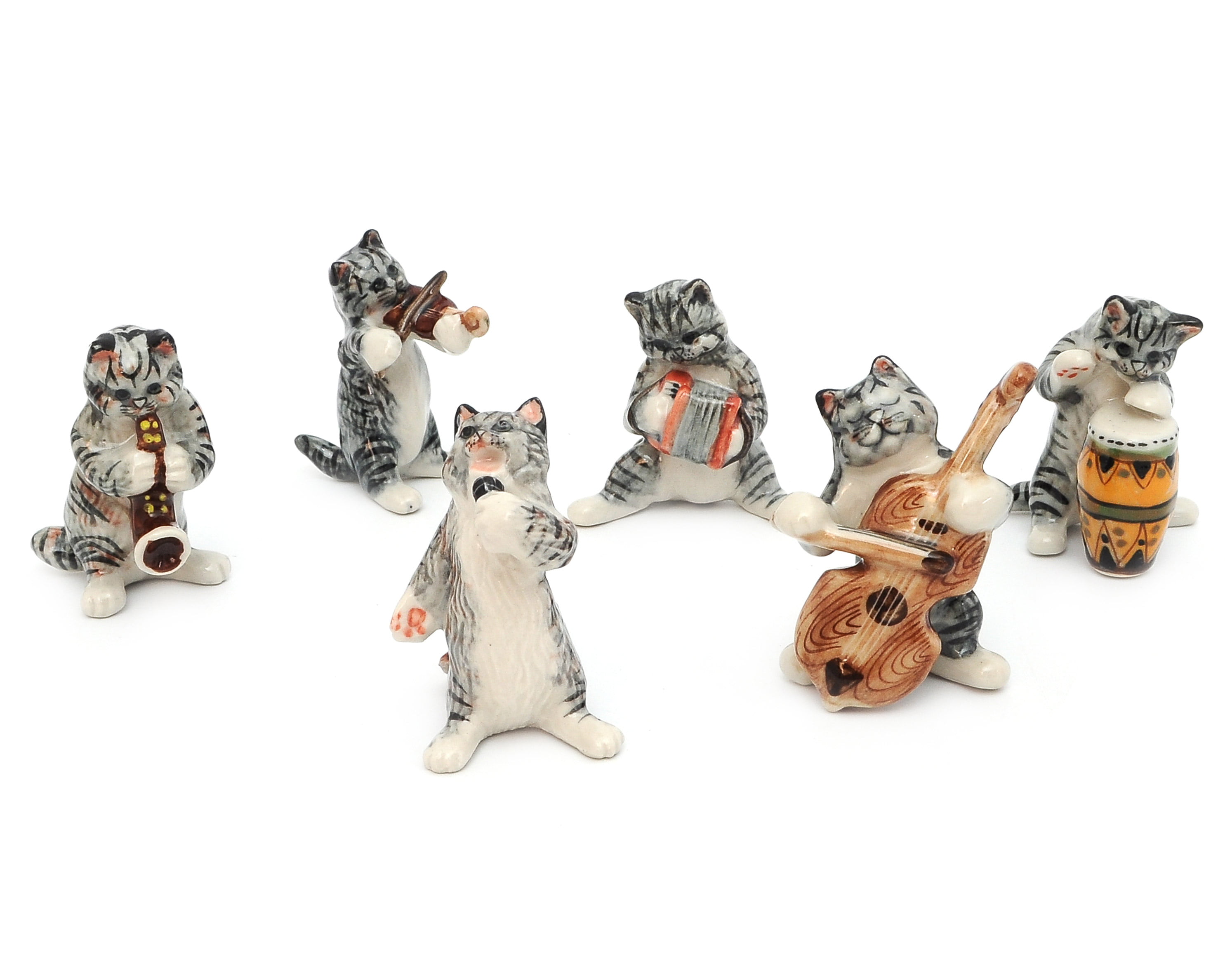 Elephant Music Band Ceramic Pottery Statue Animal Miniature Figurine#8