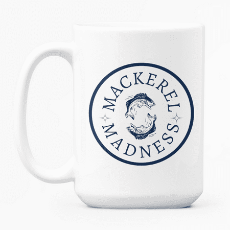 

Esthetic Clear | Mackerel Madness Fishing | Gift for Fisherman Dad Mom Sibling | I’d Rather be Fishing | White Ceramic 15oz Coffee Mug