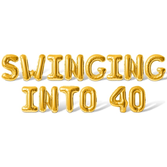 Letter Balloons - SWINGING INTO 40 16" Inch Alphabet Letters Foil Mylar Balloon 40th Birthday Party Banner (Gold)
