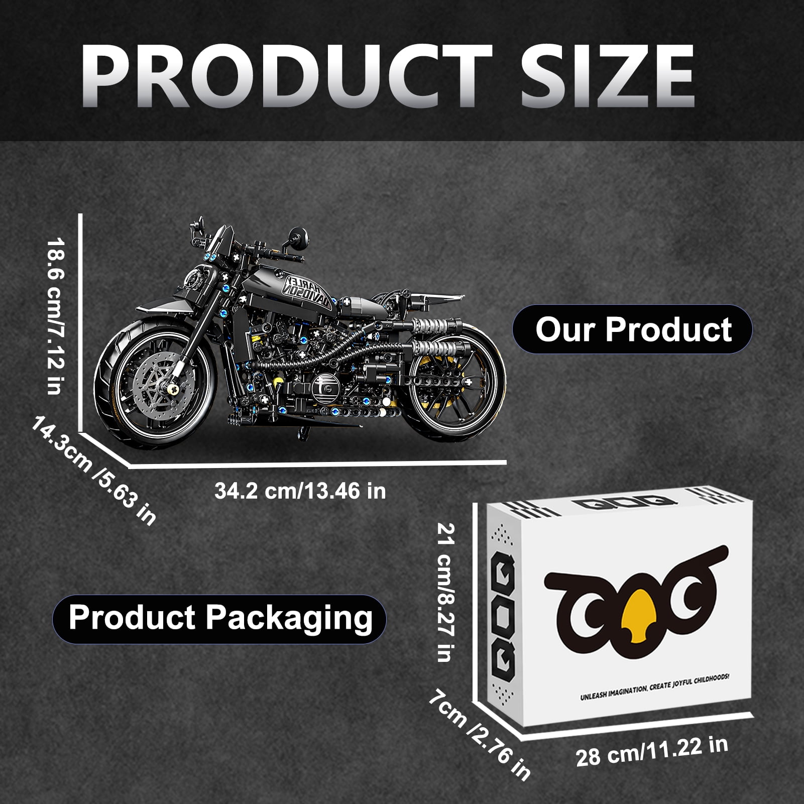 QOQ Motorcycle Building Block Toy Racing Roadster,1:8 Model Collectible Kits Motorcycle's Model Set and Technic for Boys & Adults (680 Pieces)