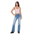 thumbnail image 2 of Forever 21 Women's Blue Y2K Bootcut Jeans, Rhinestone Back Pocket Detail for Everyday Casual Wear, Size 8, 2 of 6