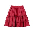 thumbnail image 5 of Flowy Shorts for Girl Lace Ruffle Tiered Mini Skirt Casual Boho High Waisted Skirt Red, 5 of 7