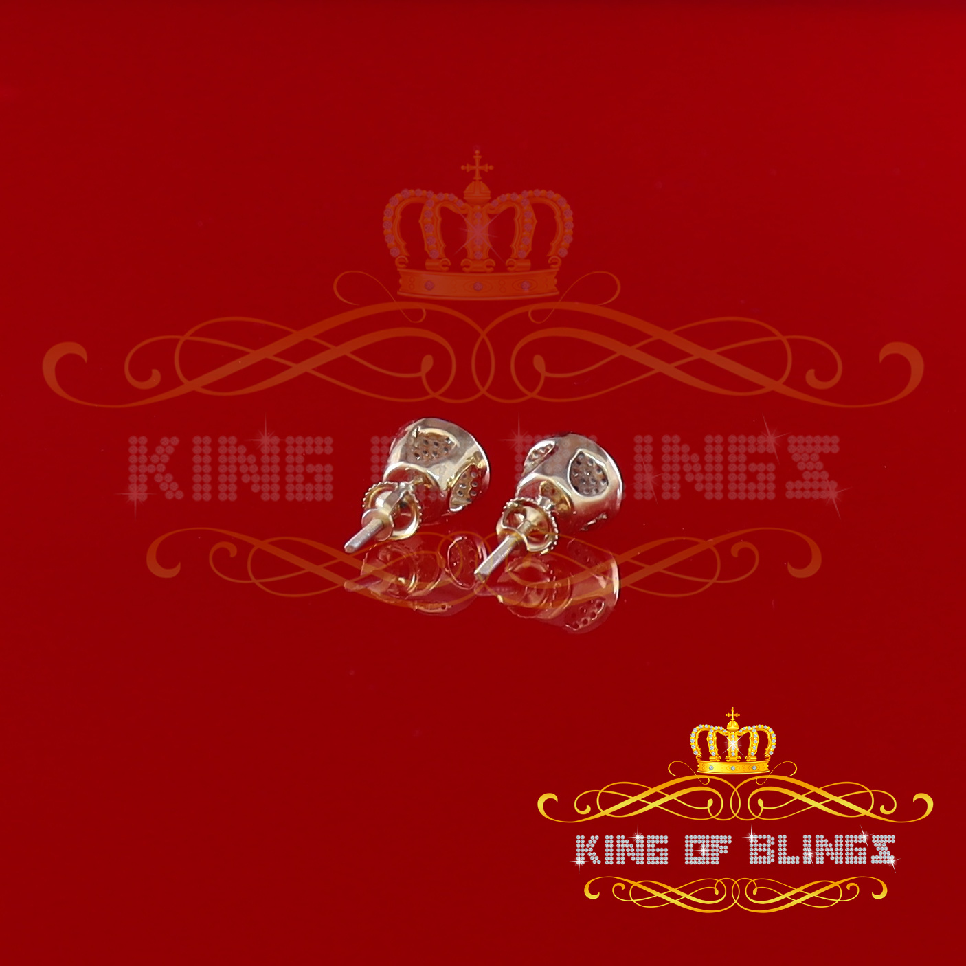 King of Bling's 925 Sterling Silver Yellow 0.25ct Diamond For Men's/Women's Stud Round Earrings