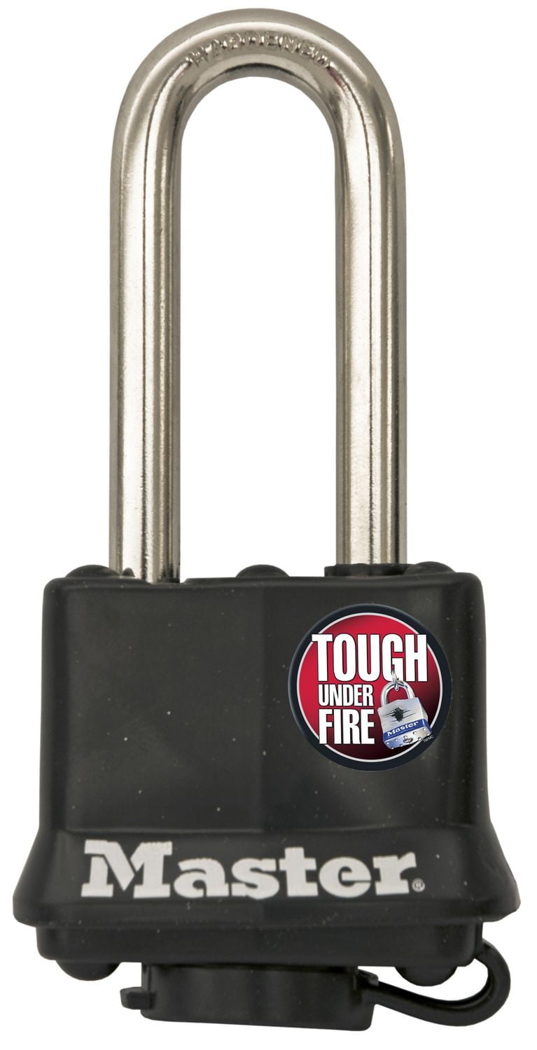 Master Lock 1-9/16” Covered Laminated Steel Padlock 2” Shackle, Black, 311DLH