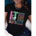 thumbnail image 2 of Women's "It's OK to Make Mistakes" Inspirational Print T-Shirt - Casual Crew Neck, Short Sleeve, Polyester, Machine Washable, Black with Colorful Text Design, Ladies T Shirts, 2 of 5