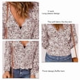 thumbnail image 4 of Blusa de mujer de manga larga con cuello en V y dobladillo con volantes florales Top informal para primavera Otoño Niñas Dama, 4 of 5