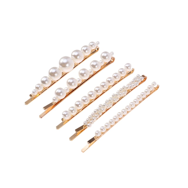 Juego de 5 pinzas para el pelo con perlas para mujer, prácticas y decorativas.