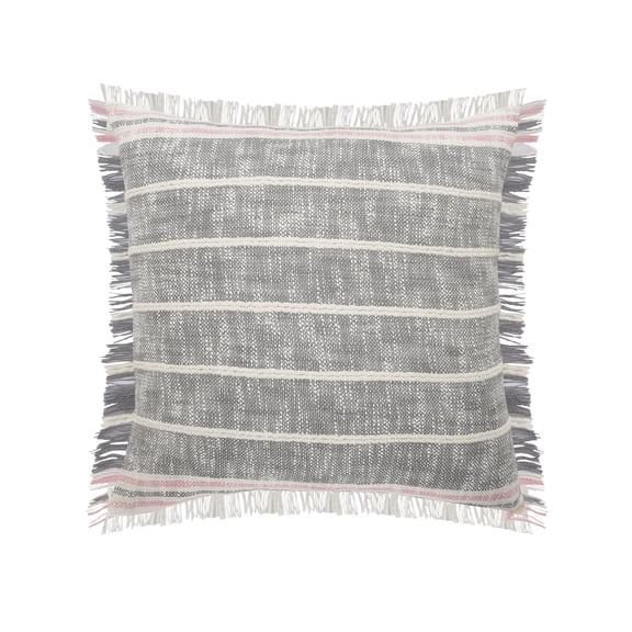Woven Paths Charles Casual Cabin Fringed Throw Pillow, Multiple Colors, 20" x 20"