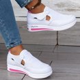 thumbnail image 2 of HEWUQI Womens Wedge Platform Slip on Lightweight Knit Mesh Casual Walking Shoes Breathable Non Slip Fashion Tennis Running Sneakers White Size 7, 2 of 5