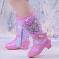 thumbnail image 2 of Chenyee Girls Mid Calf Cowboy Boots Glitter Rhinestone Bowknot Princess Shoes Toddler Western Riding Booties, 2 of 6