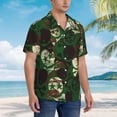 thumbnail image 6 of Uemuo Camouflage Skull Printed Regular Fit Short Sleeve Casual Hawaiian Shirt for Men,Aloha shirt,Tropical shirt,Floral print shirt,Vacation Beach shirt-X-Large, 6 of 9