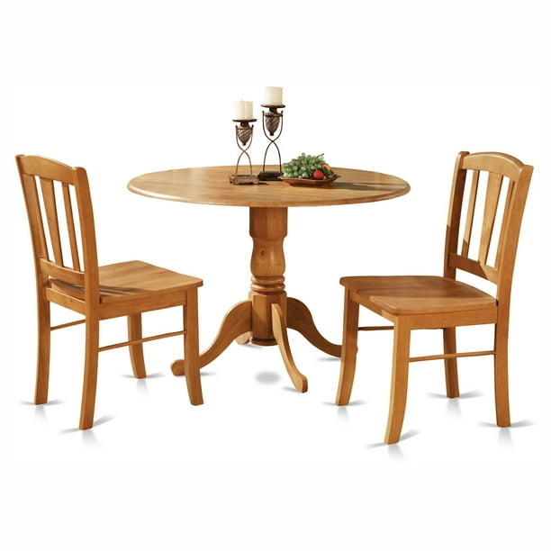 East West Furniture Dublin 3 Piece Drop Leaf Dining Table Set