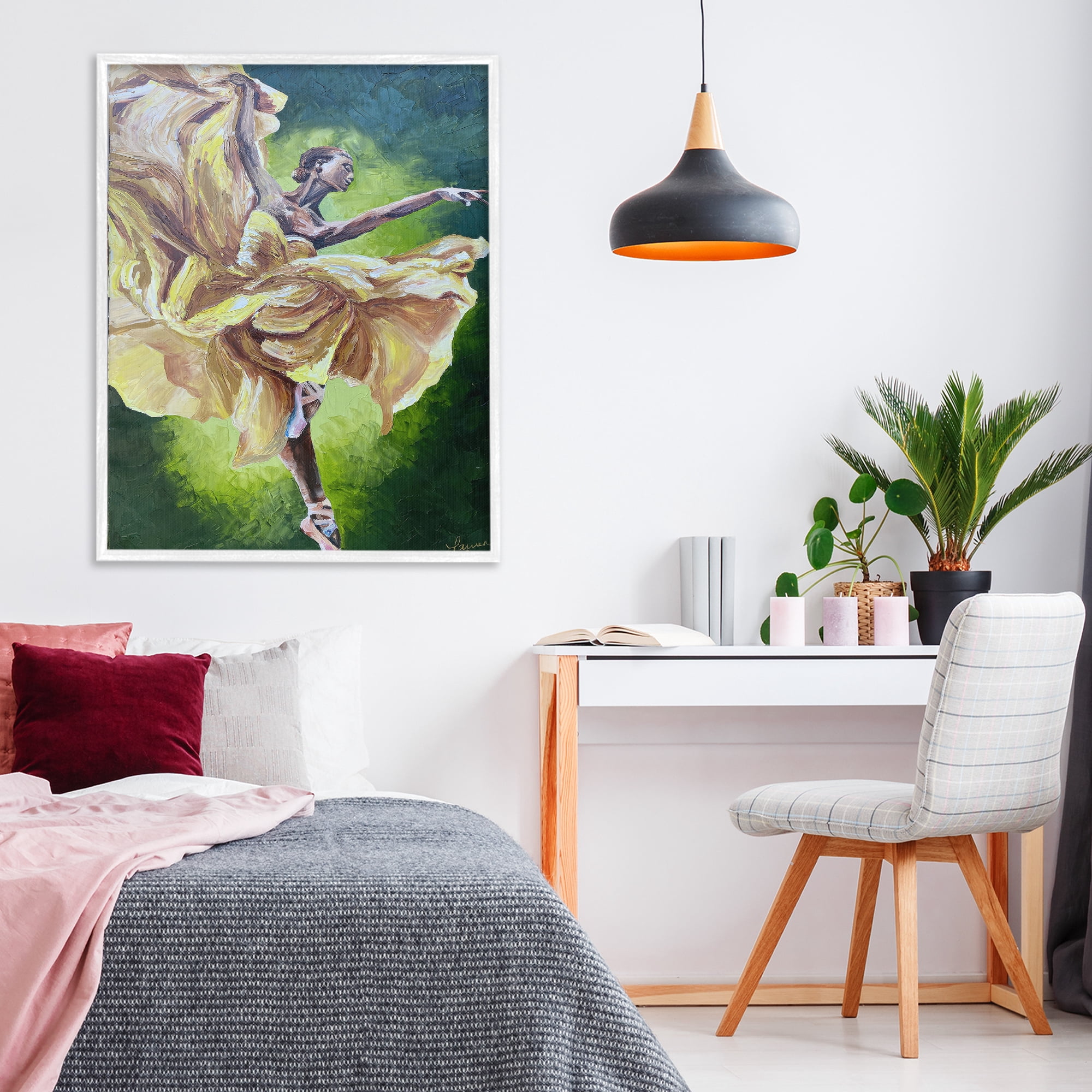 Stupell Industries Primavera Ballet Dancer White Framed Giclee Art, design by Lauren Luna