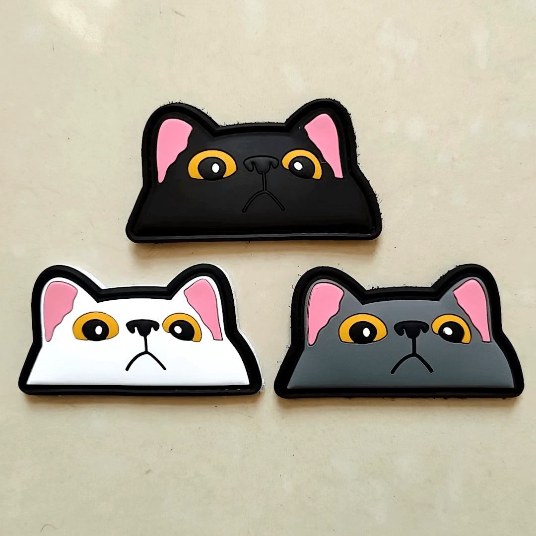1 set of PVC tactical cat hook patch set | Animal emblem embroidered cloth patch | Funny and cute meme patch | Suitable for jackets, jeans, clothes, backpacks, handbags