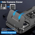 thumbnail image 3 of For iPhone 17 Pro Max Slim Fit Shockproof Hybrid with Slide Camera Cover & Rotated Ring Kickstand, [Military-Grade] Phone Case For iPhone 17 Pro Max 6.9",Black,For iPhone 17 Pro Max, 3 of 8