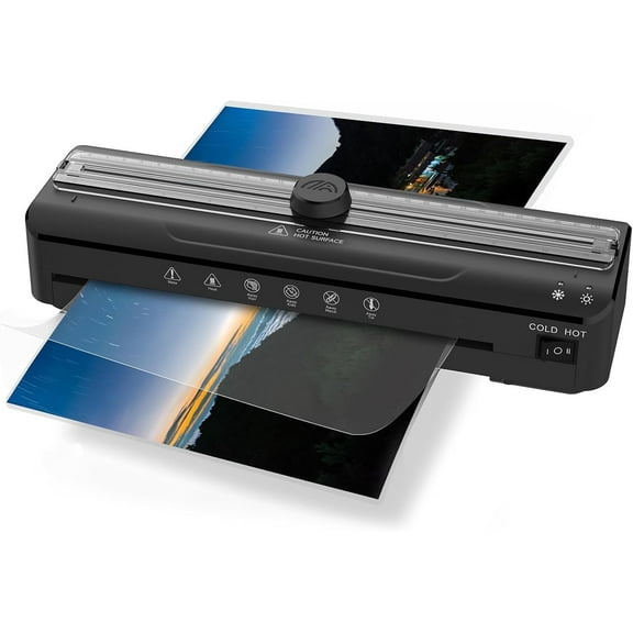LUFF A4 Laminator Machine, 5-in-1 Laminating Machine with 15 Laminating Pouches, Hot and Cold Thermal Laminator with Paper Trimmer & Corner Rounder, for Home School Office