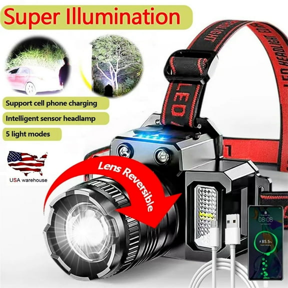 990000LM LED Headlamp Rechargeable Headlight Zoomable Head Torch Lamp Flashlight