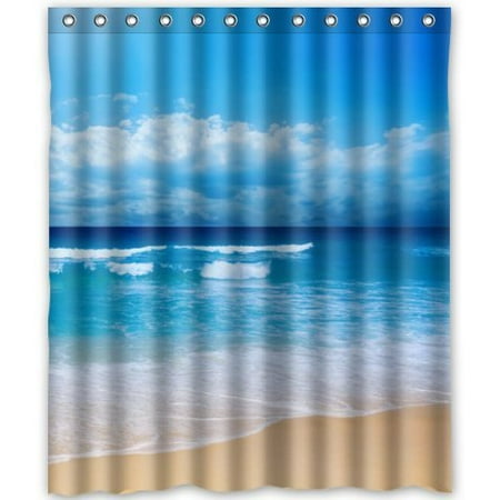Odecor Blue Sea And Sky Shower Curtain Polyester Fabric Bathroom Decorative Size 60x72 Inches