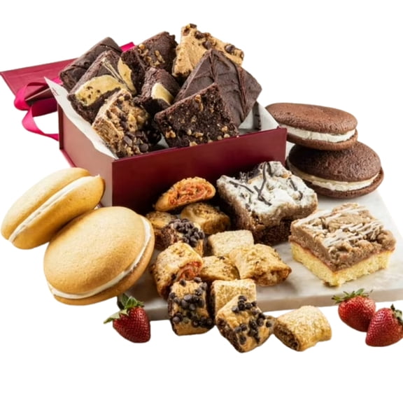 Dulcet Gift Baskets Grand Signature Bakery Gift Basket with Whoopie Pies, Brownies, Crumb Cakes & Rugelach for Family, Friends & Clients