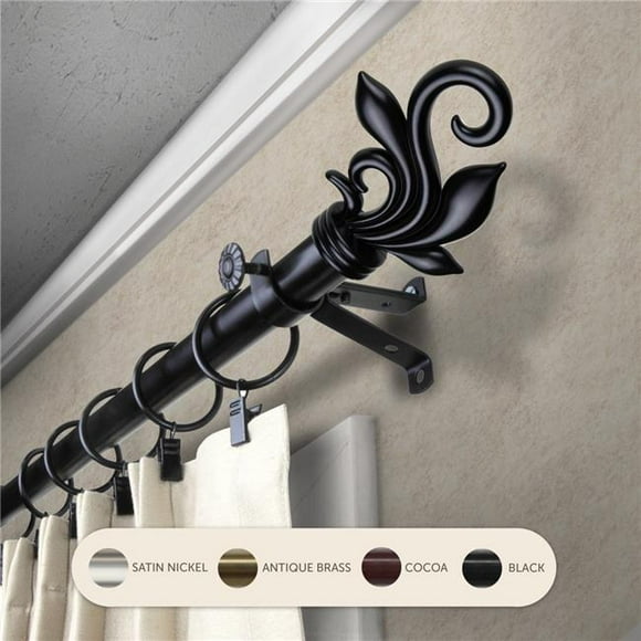 Central Design 4874-662 0.8125 in. Giles Curtain Rod with 66 to 120 in. Extension, Black